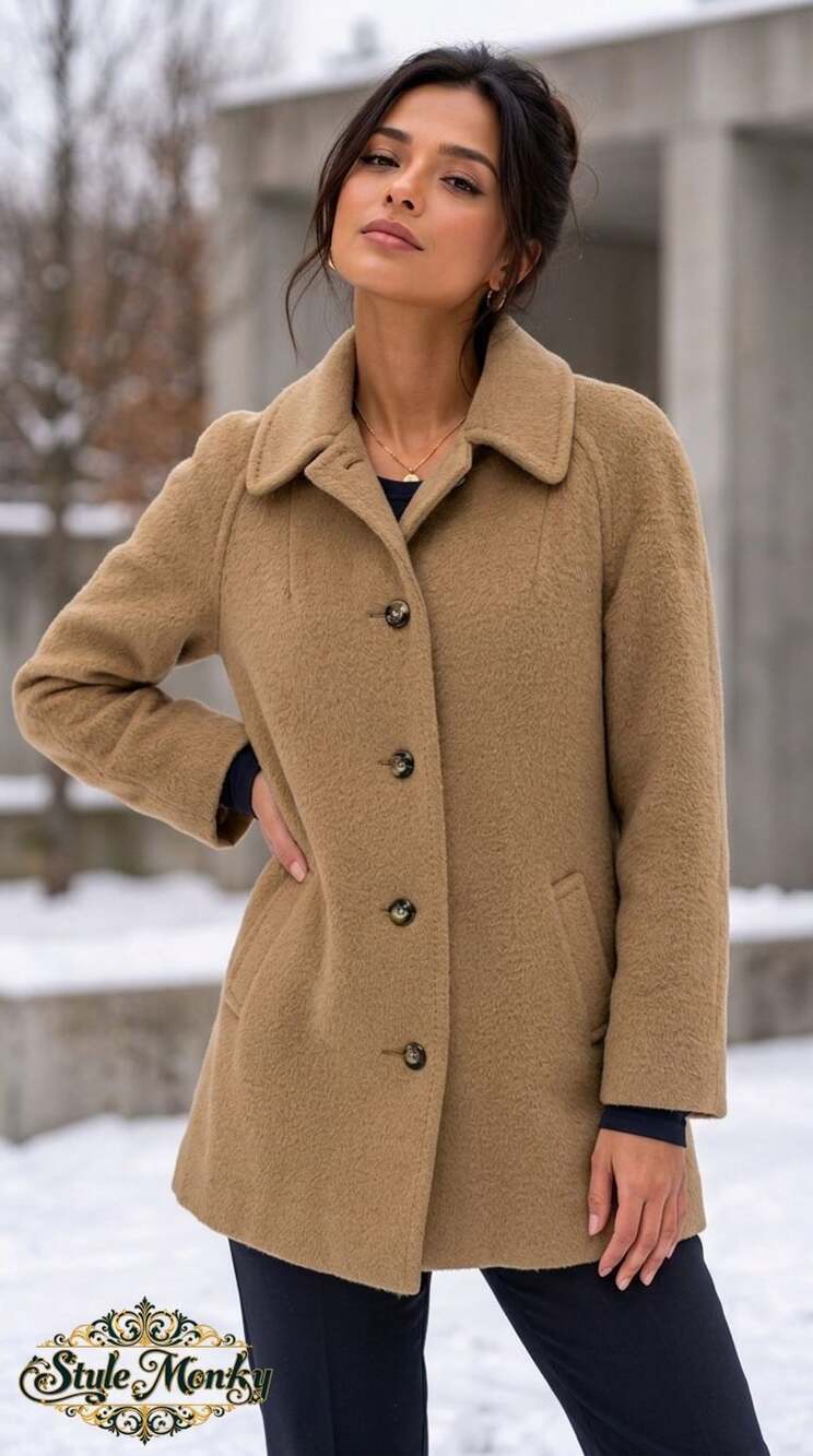 Fashionbilt Vintage Wool Mohair Car Coat Camel Tan Made in USA